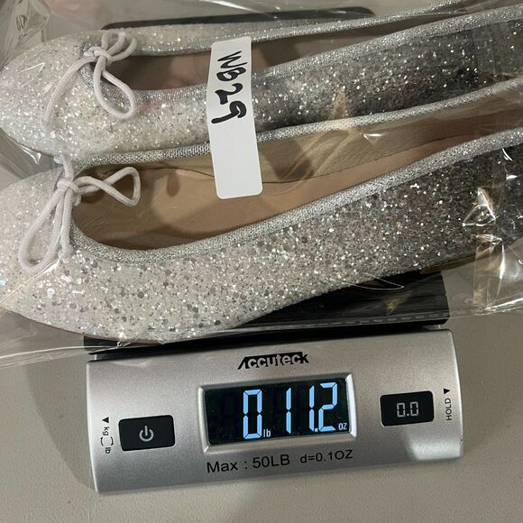 Andago Ombre Glitter Ballet Flats Womens 37/6.5M Silver Gray Bow Spain Shoes - Picture 7 of 7
